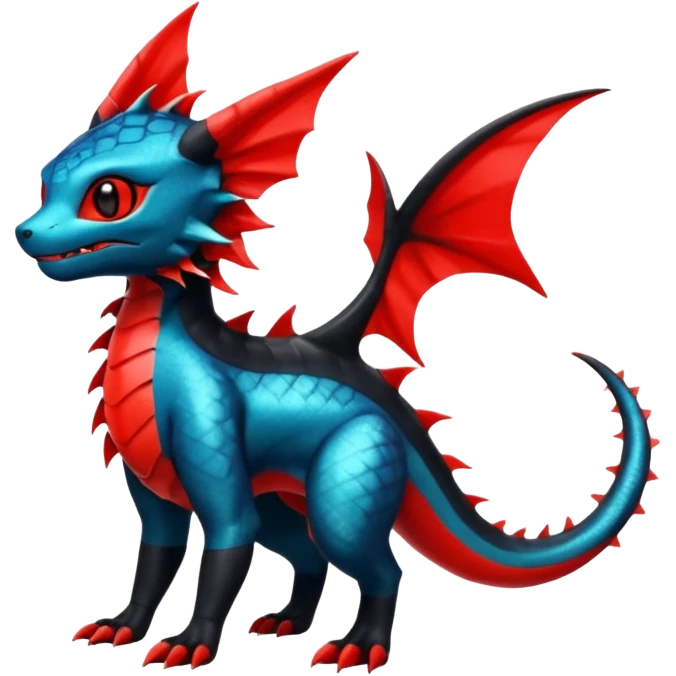 Shiny Red And Black Colorful Litten-Salandit-Vaporeon-Fakémon-hybrid-creature (full body)  emoji