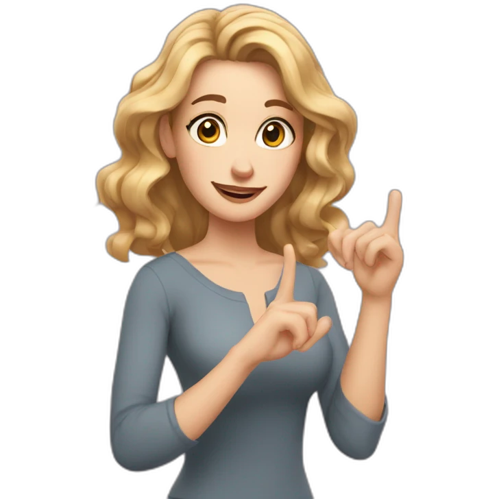 white woman with shoulder-length wavy hair, wearing an off-shoulder top, and making this gesture 🫶🏻 emoji