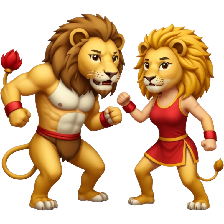lion fight with his damn wife emoji