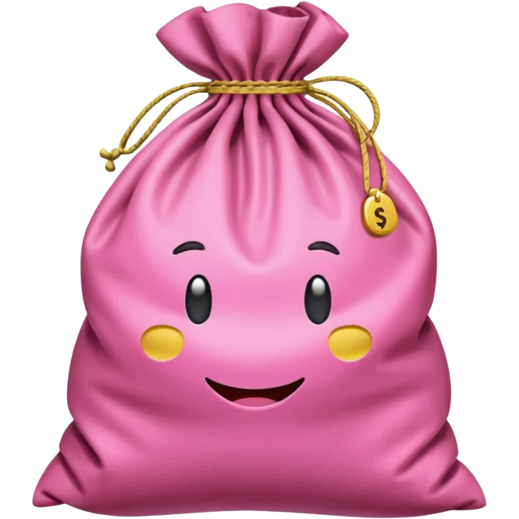 $100 AUD cash overflowing in a pink sack bag emoji