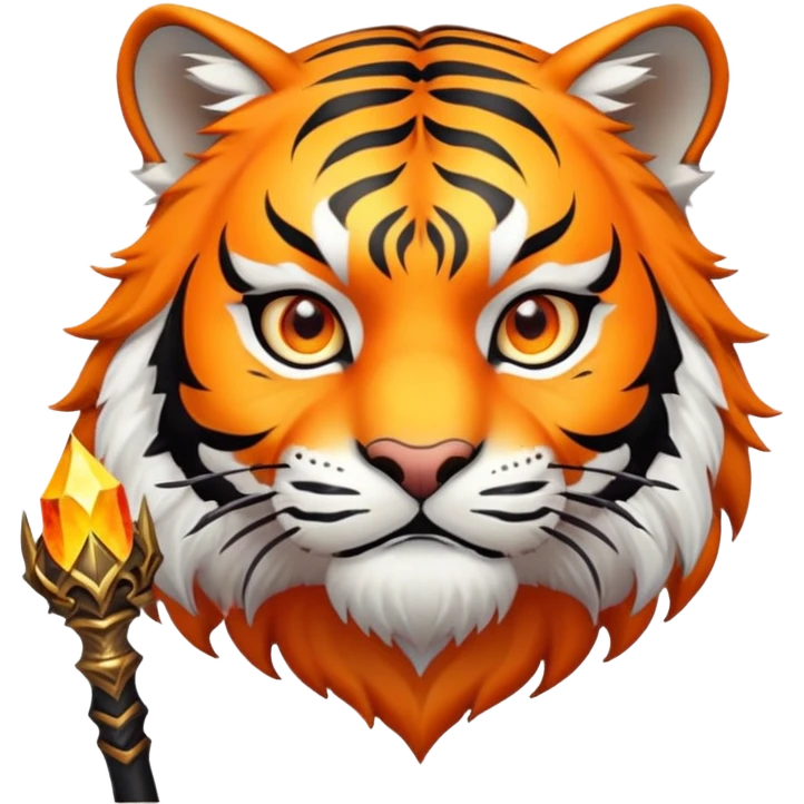 wizard tiger face with magical staff and spellcasting for Twitch emote emoji