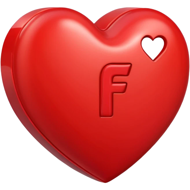 un corazon rojo con la letra f en el centro emoji