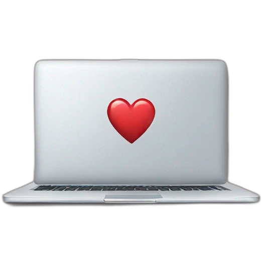 Laptop with a jet and a heart sticker emoji