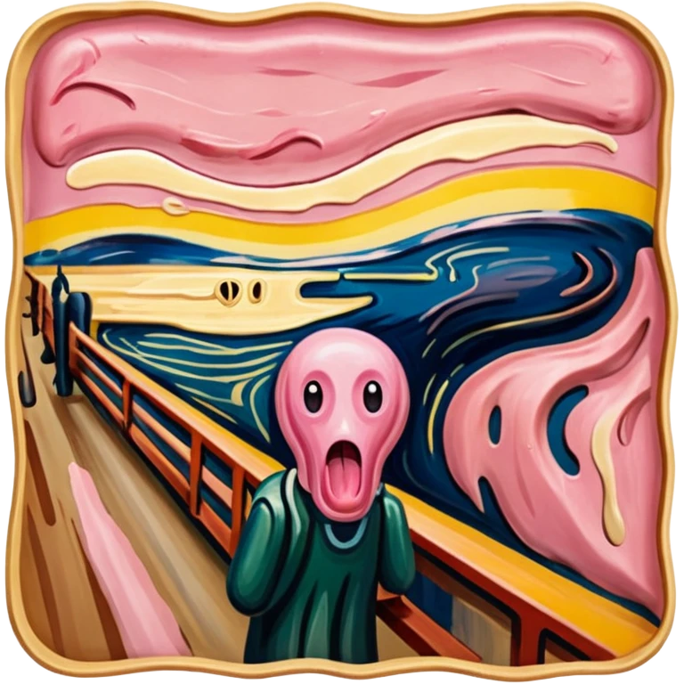 Edvard munch The Scream abstract painting with SPAM MEAT landscape  emoji