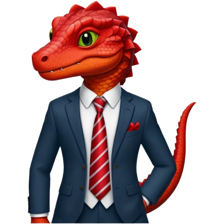 cute red reptile with tie & suit emoji