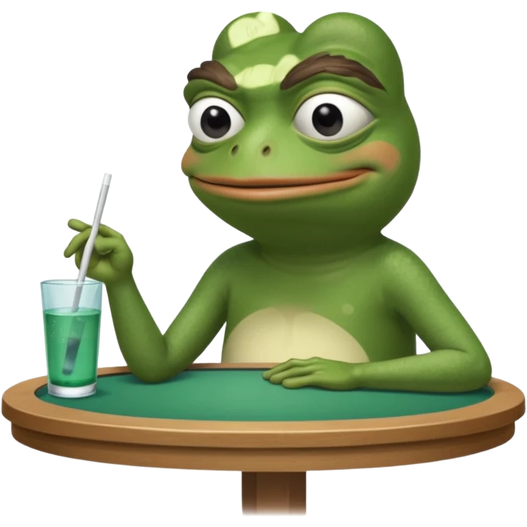 pepe frog emoji for discord, holding a table that says  "For the pool".
table is like at a protest.
Face is 'yikes' like.
no additional elements, no background emoji