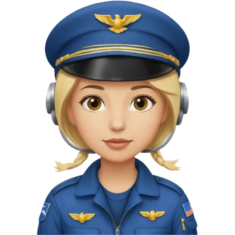 A female pilot with light skin and blonde hair under her cap emoji