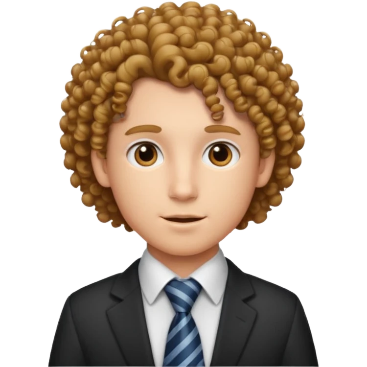 curly hair with tie emoji