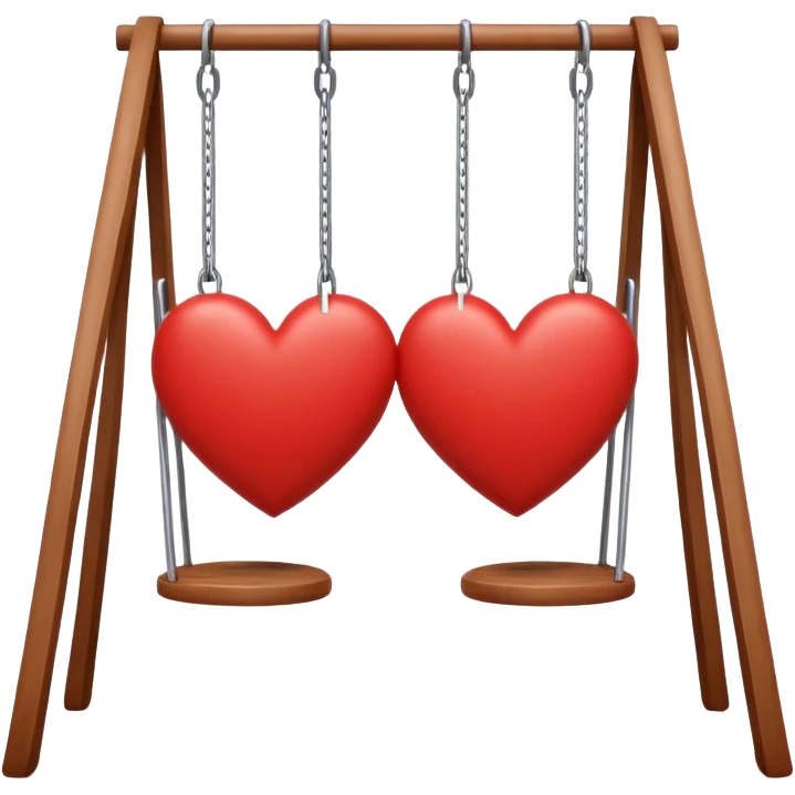 Two swings facing each other head to head, making heart shape emoji