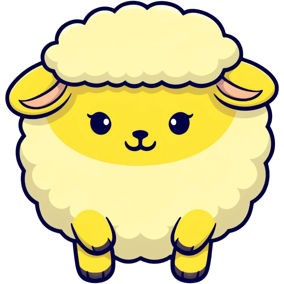 dreamy pastel blue sheep with fluffy wool and sleepy expression, like from a dream emoji