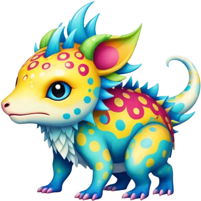 a colorful edgy cute vernid-fionbri-creature with splash patterns full body emoji
