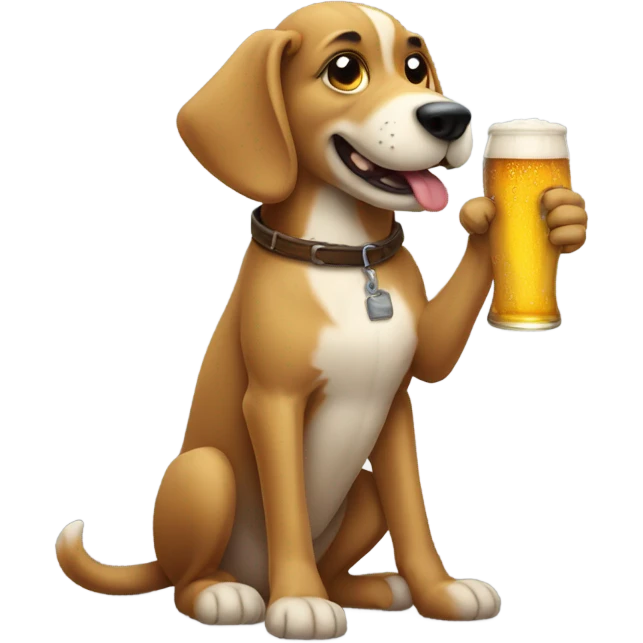 Dog holding beer emoji