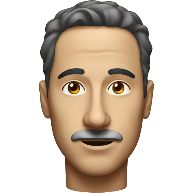 a high-quality man's face, but his nose is a thread is attached to the nose from above  emoji
