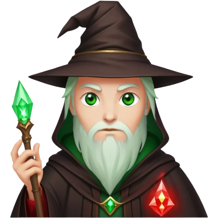 dark wizzard with red aura and green eyes coding emoji