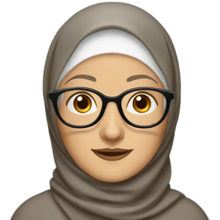 Hijabi old white woman with glasses and brown eyes emoji