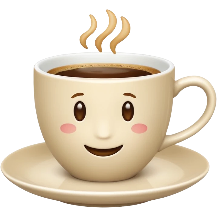 light beige classic coffee cup and saucer, refined look, Apple emoji style, no text emoji