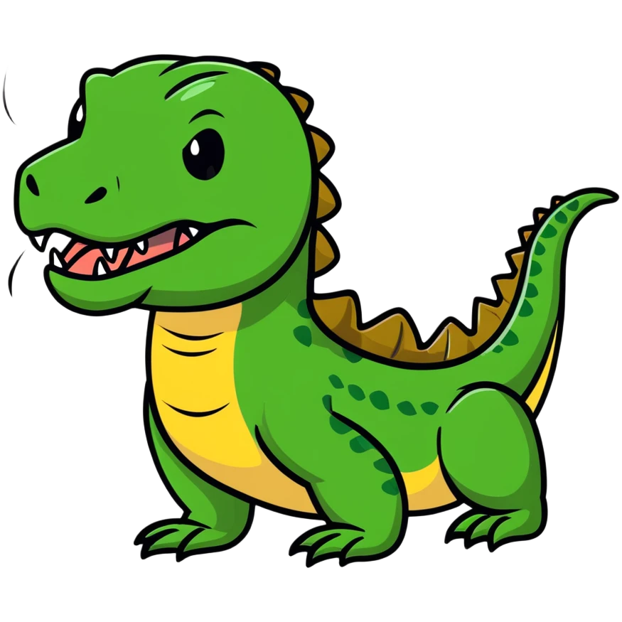 A fierce komodo dragon with detailed scales and flicking tongue emoji