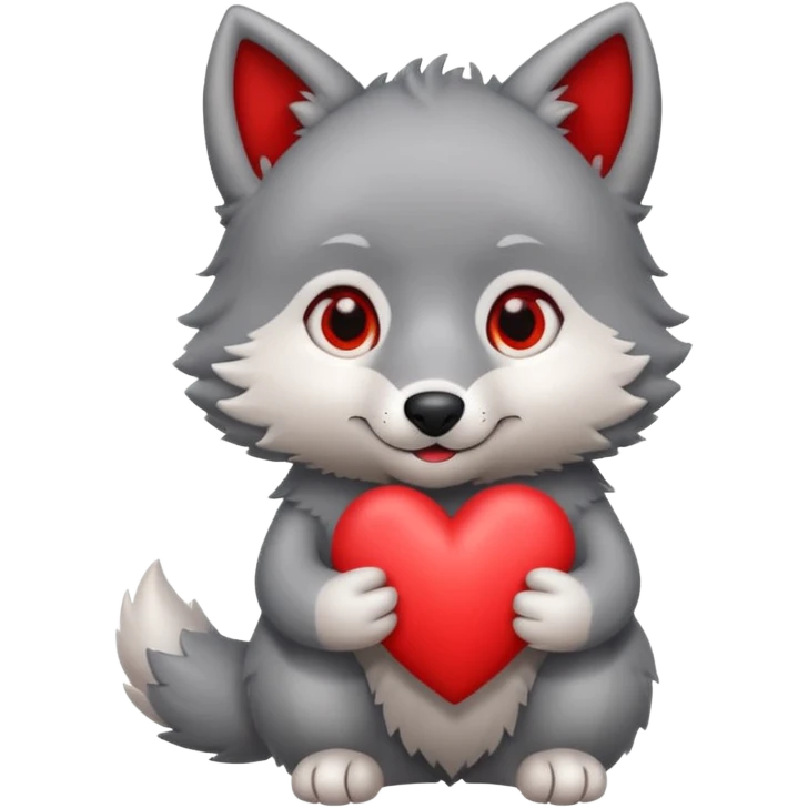 cute wolf holding a heart emoji