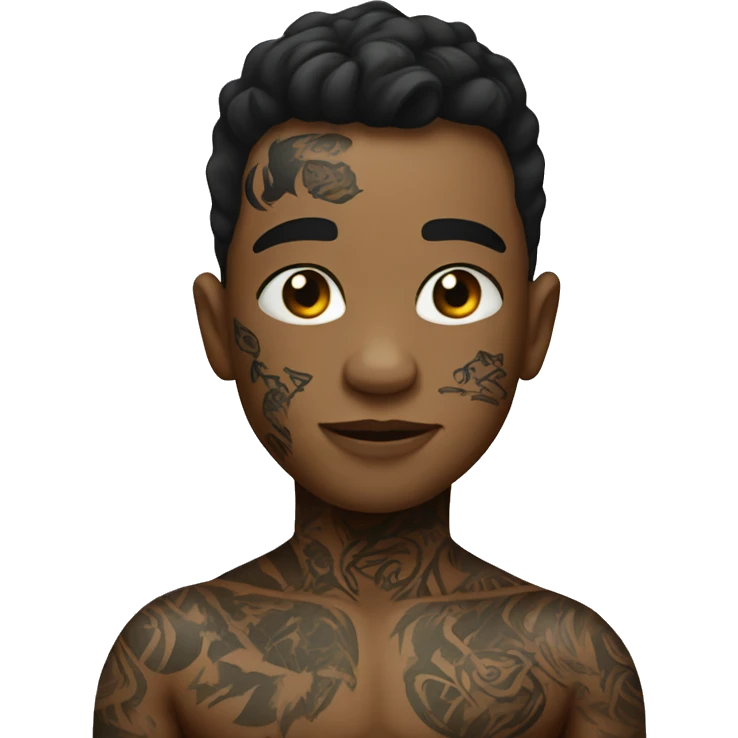 Boy with tattoo emoji