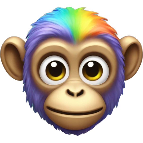 rainbow monkey, sparkle, neon, cartoon style, cute  emoji