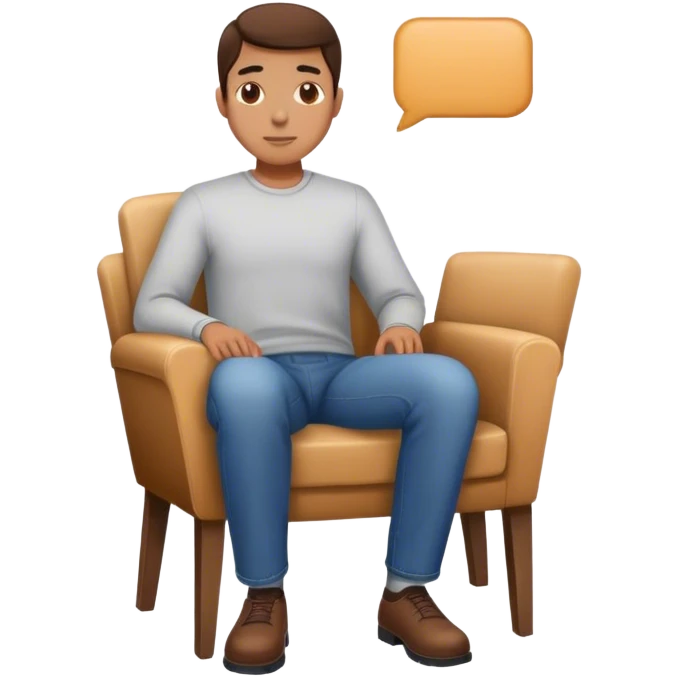 A person sits upright in a chair, but only the front half of his butt is on the chair emoji