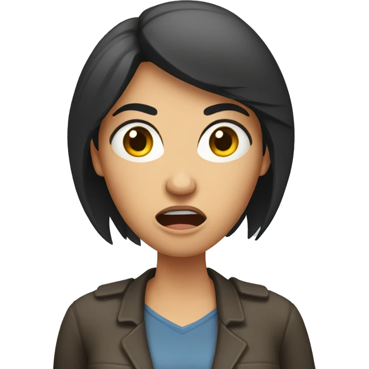 Brunette angry Woman talking on cell phone emoji
