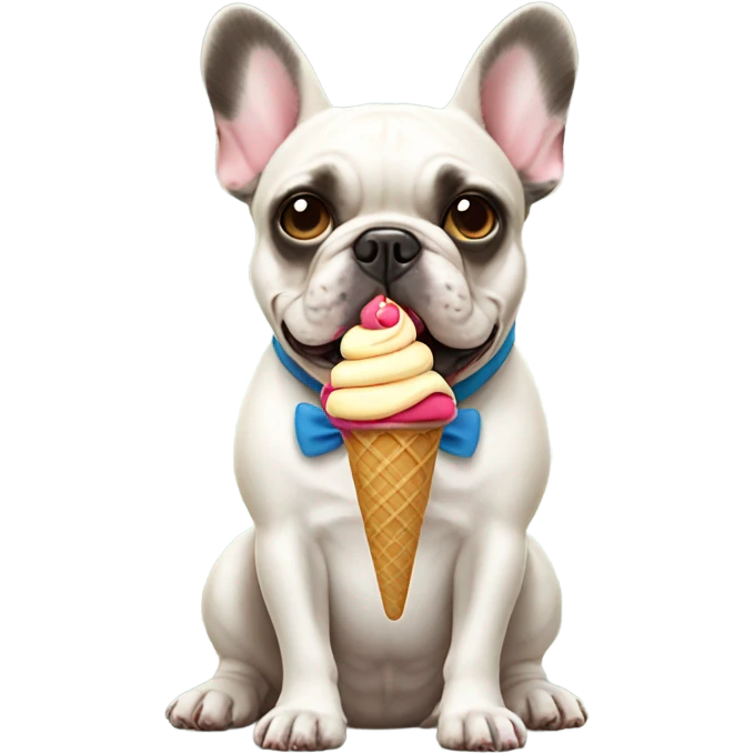french bulldog with ice cream emoji