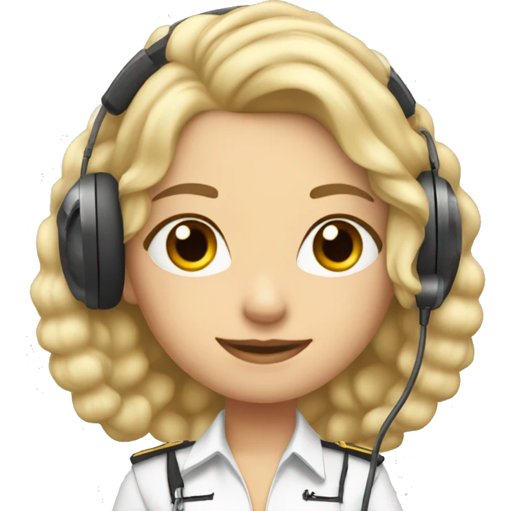 Blonde with lipfiller Pilot girl with long hair and headset with microphone emoji