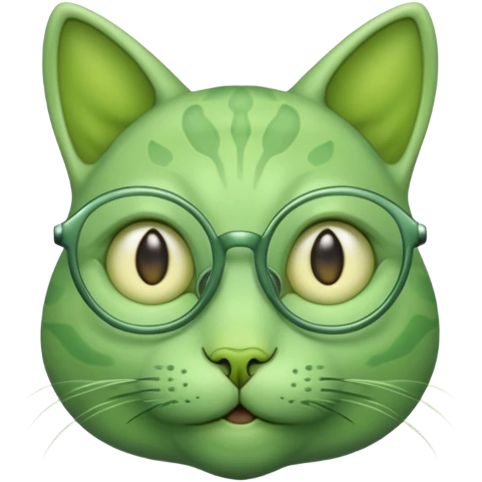 green alien cat with no fur, and spectacles emoji