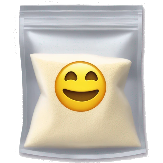 Pocket sized see through ziplock bag of flour emoji