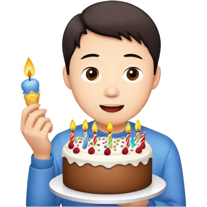 Kenny Wong eating a birthday cake emoji