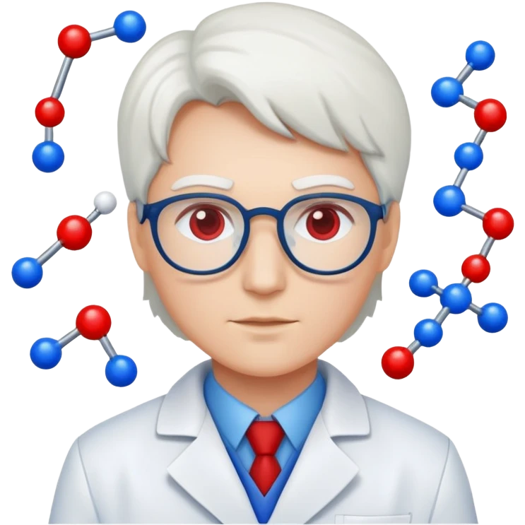 a scientist in a white coat in the colors of the American flag emoji