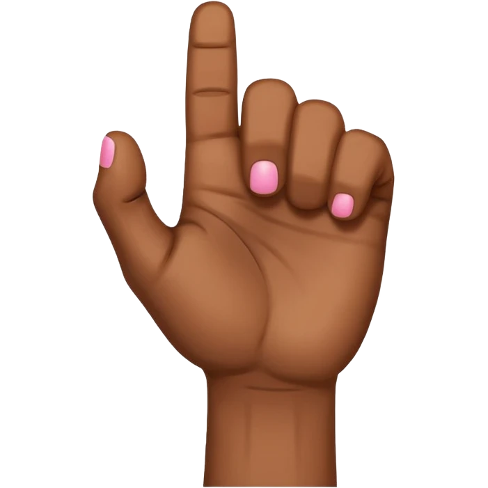 Brown skin hand with all fingers in a fist except for the pinky emoji