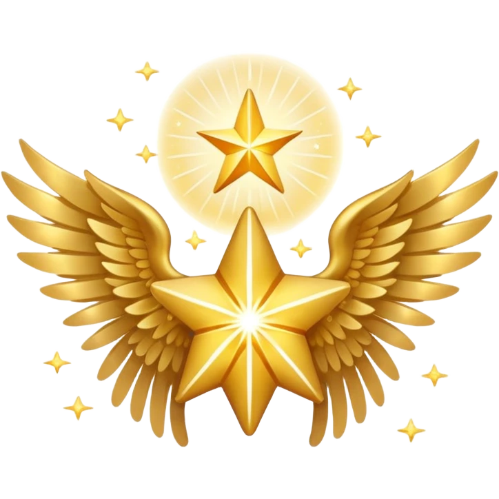 An image with wings on a star based on the star and wings of the basic emoji of the iPhone. emoji