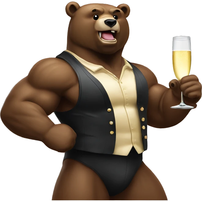 muscle bear doing Champagne toast emoji