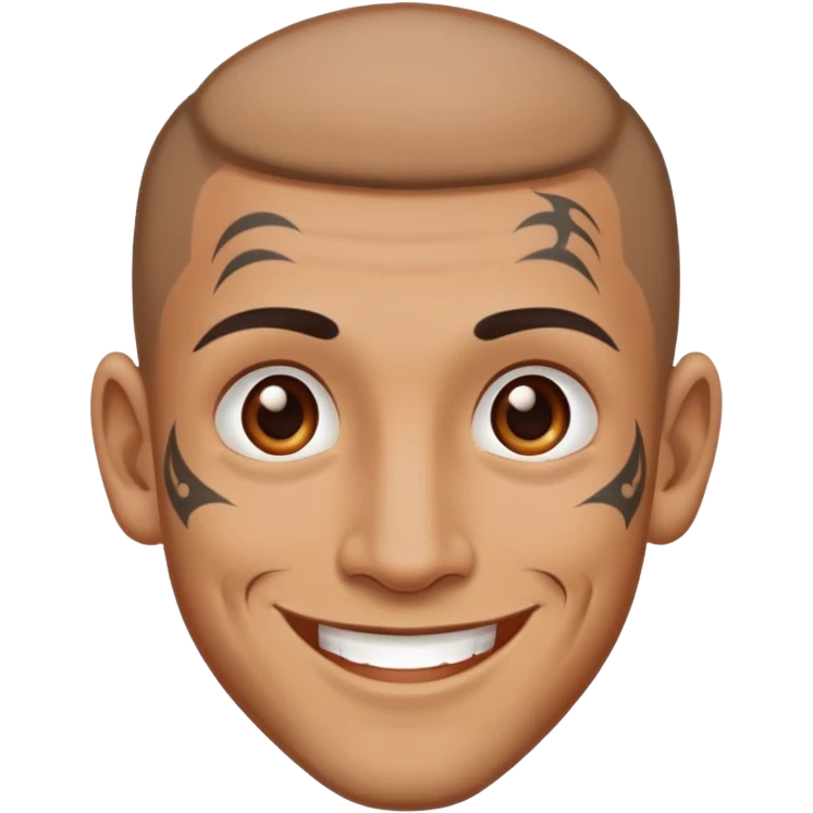 man with small face tattoos, smiling emoji