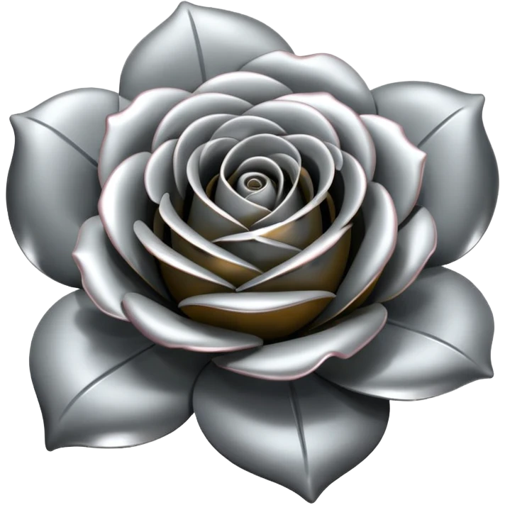 gray metal chrome rose, without green leaves, just flower emoji