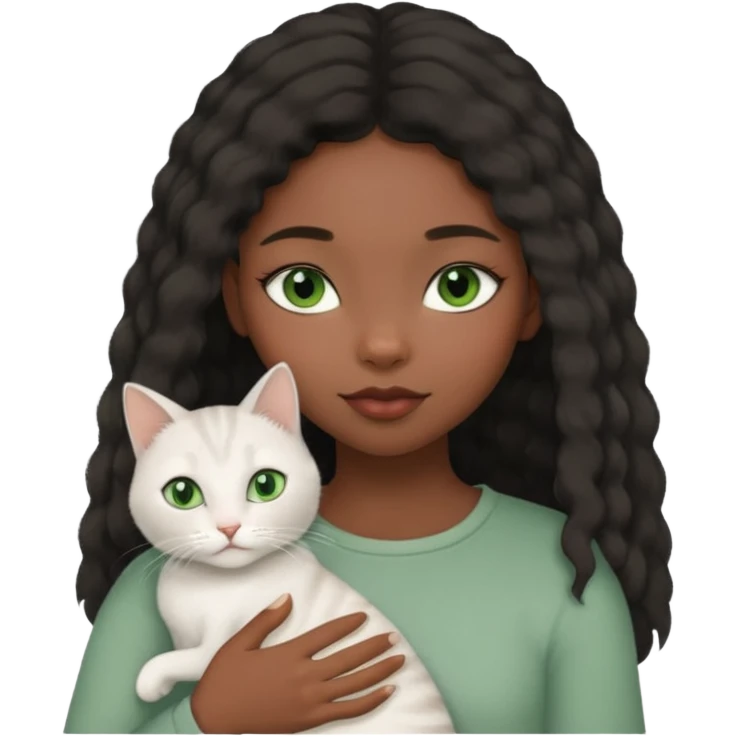 Black girl with grey cat emoji
