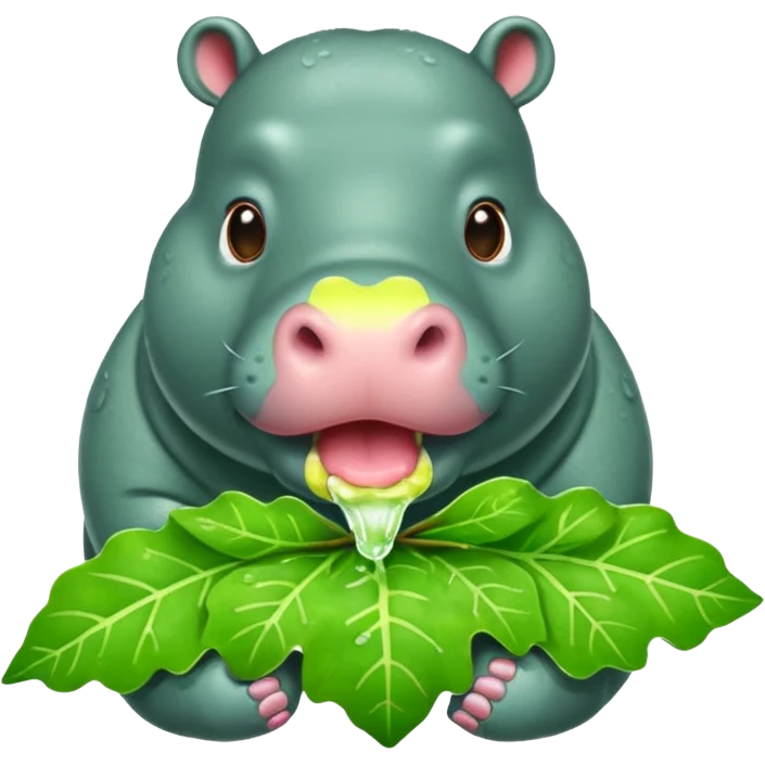 hippo eating a leaf gutter  emoji