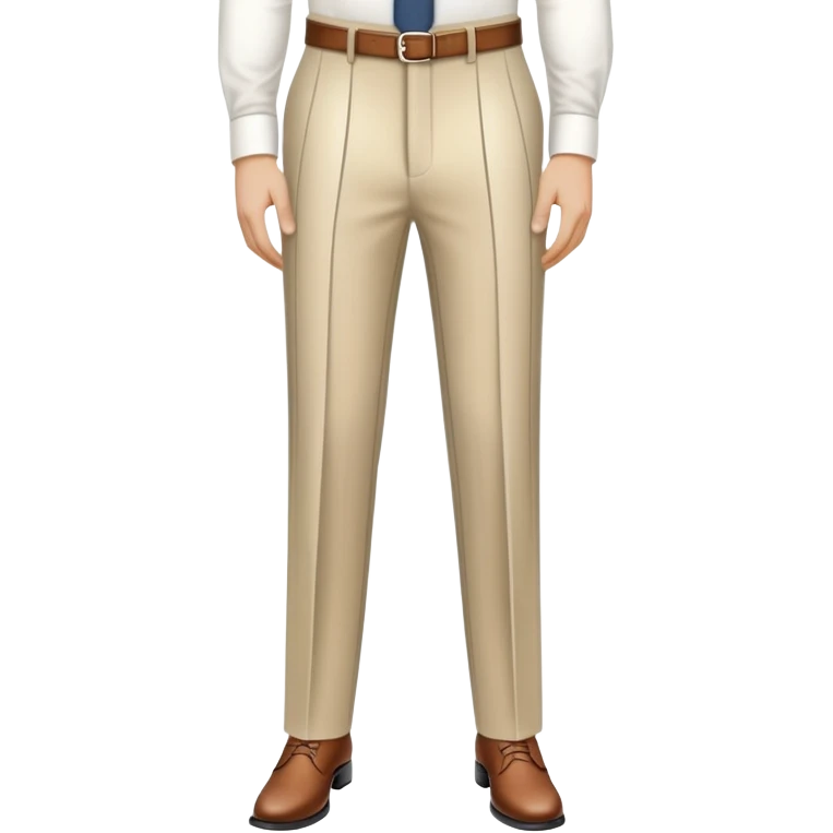 beige dress pants with distinct white vertical pinstripes, formal trousers with cuffed hem, clear vertical lines, isolated garment only on white background, no model emoji