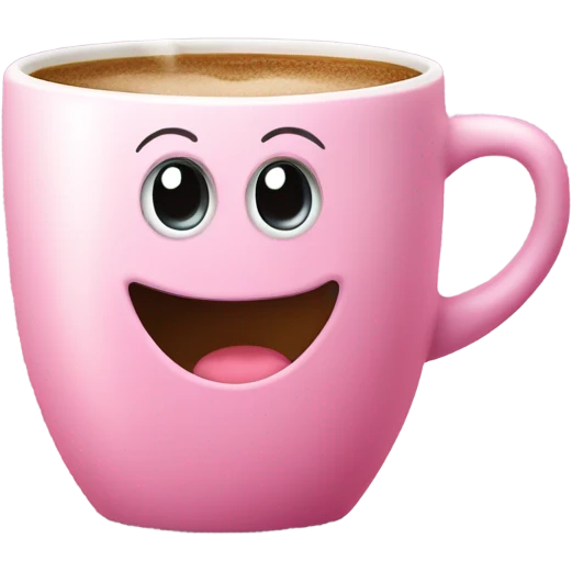 Pink coffee cup kawaii emoji