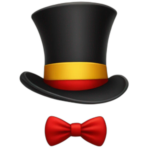 Red top hat with yellow line emoji
