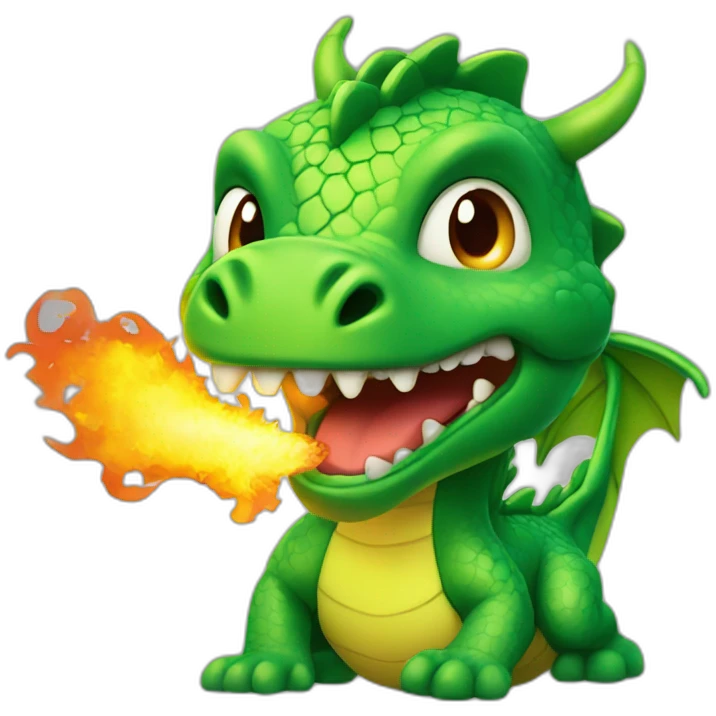 little green dragon with fire from mouth emoji