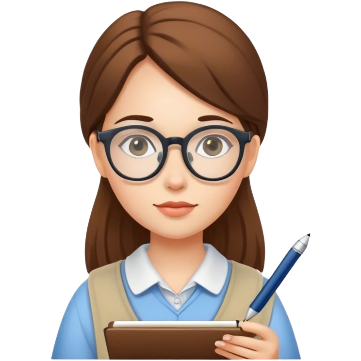 girl writing with glasses emoji