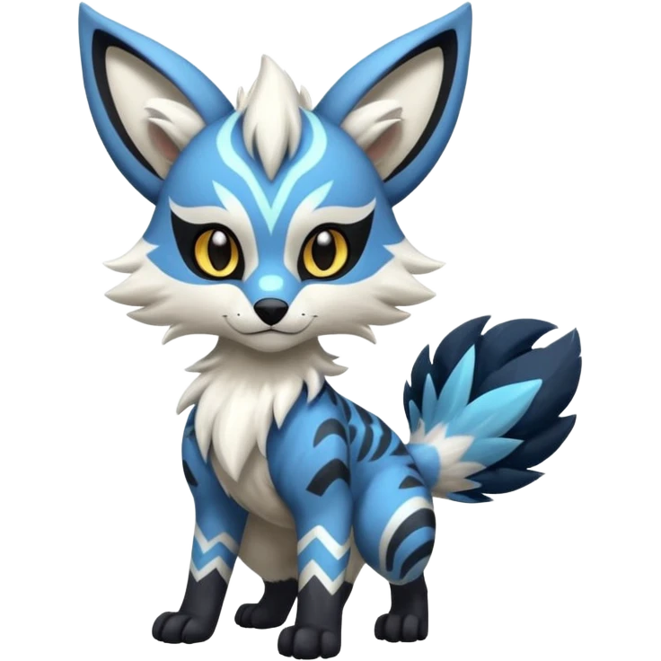 Futuristic furry fluffy floofy feathery tribal marked Genet-Absol-Kyurem-Zeraora-Primagen-fusion-creature  emoji