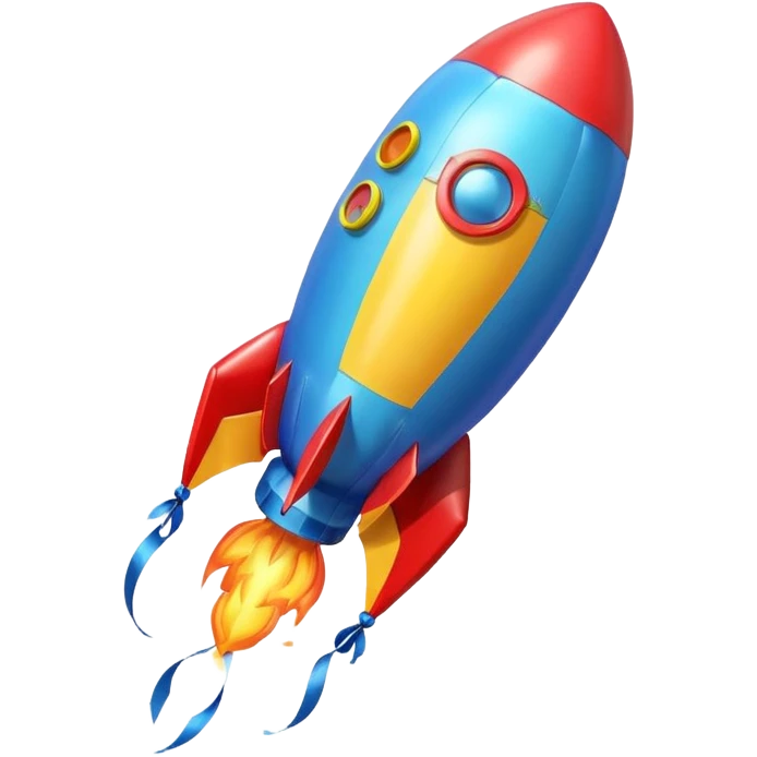 rocket shaped flying balloons emoji