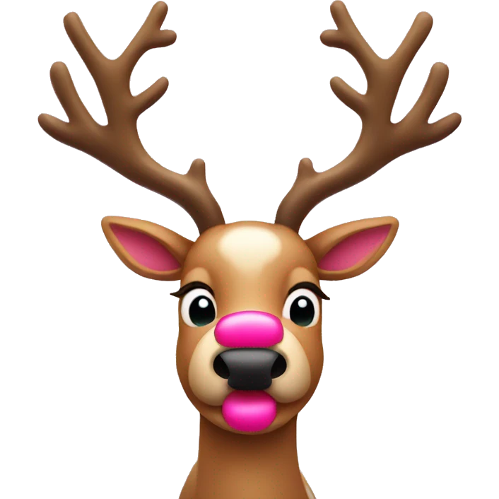 Reindeer with pink nose and bows on antlers  emoji