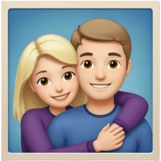 Couple hugs polaroid photo emoji