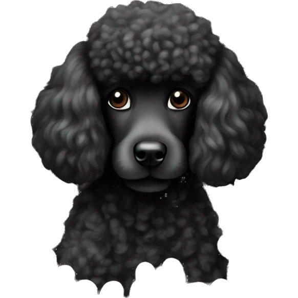 Black poodle surrounded by beans emoji
