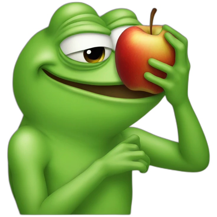 Pepe the Frog eating an apple emoji